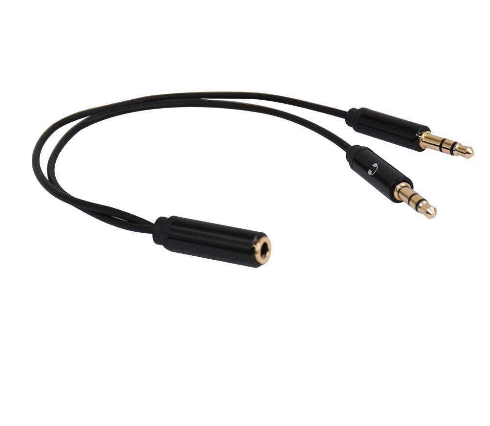 JINGHUA A328A 0.2m 2-Male to 1-Female 3.5mm Audio Converter Cable